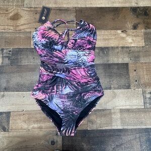NWT Le Besi Purple Multi Shimmer One Piece Swimsuit